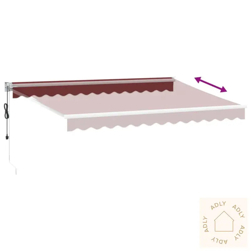 Automatisk Uttrekkbar Markise Med Led Burgunder 350X250 Cm