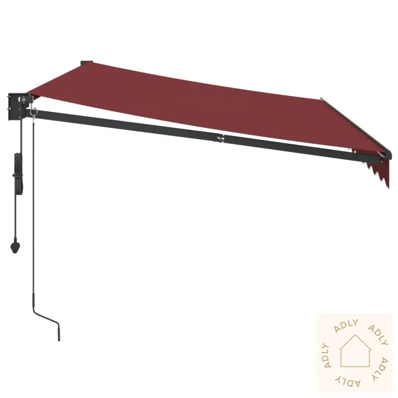 Automatisk Uttrekkbar Markise Med Led Burgunder 350X250 Cm