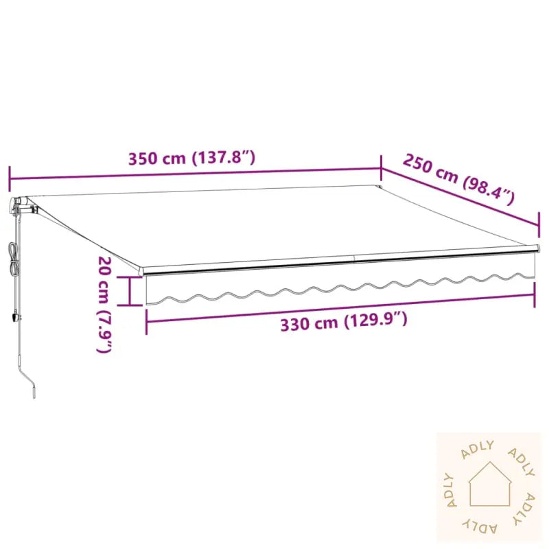 Automatisk Uttrekkbar Markise Med Led Burgunder 350X250 Cm