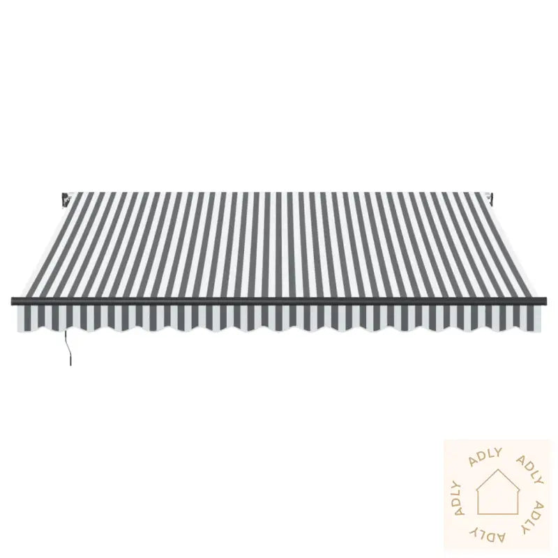 Manuell Uttrekkbar Markise Med Led Antrasitt Og Hvit 400X350 Cm