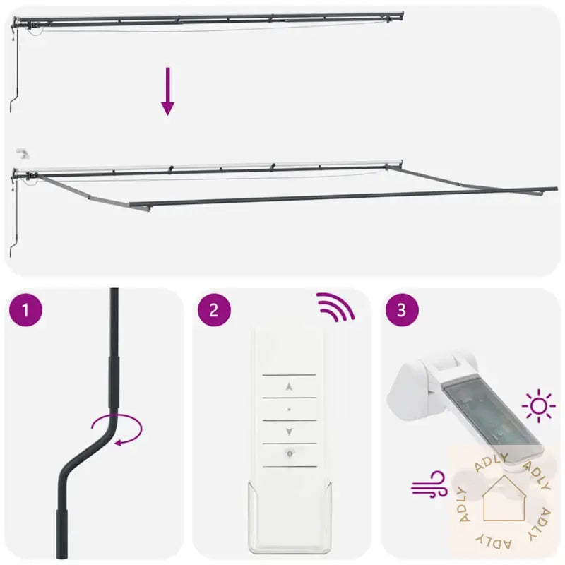 Automatisk Uttrekkbar Markise Med Led Burgunder 600X300 Cm