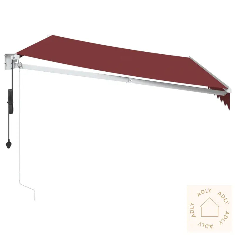 Automatisk Uttrekkbar Markise Med Led Burgunder 350X250 Cm