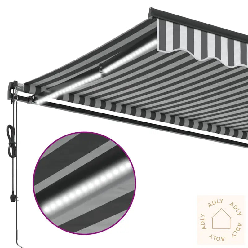 Automatisk Uttrekkbar Markise Led Antrasitt Og Hvit 600X300 Cm