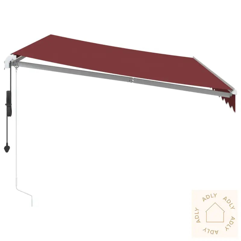 Automatisk Uttrekkbar Markise Med Led Burgunder 350X250 Cm