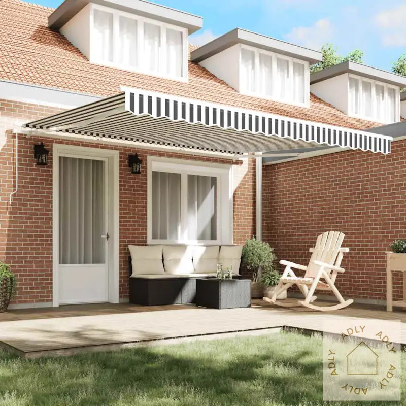 Manuell Uttrekkbar Markise Antrasitt Og Hvit 400X300 Cm