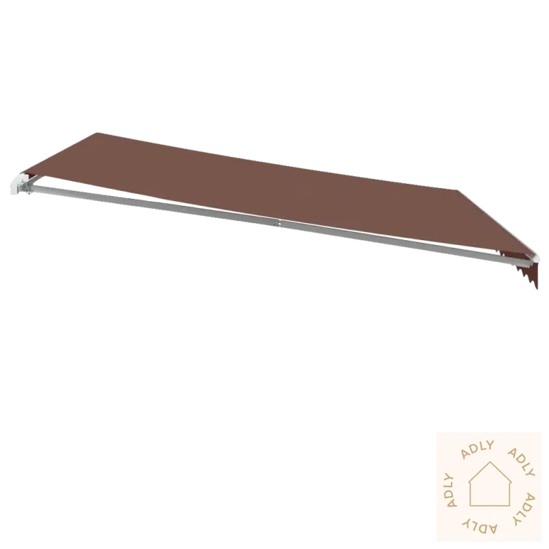 Brun uttrekkbare markisen i pulverlakkert aluminium for hagemøbler utenfor hus