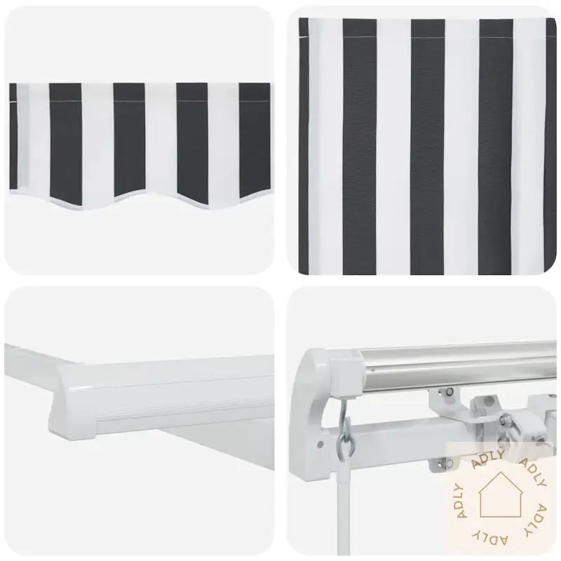 Manuell Uttrekkbar Markise Antrasitt Og Hvit 400X300 Cm