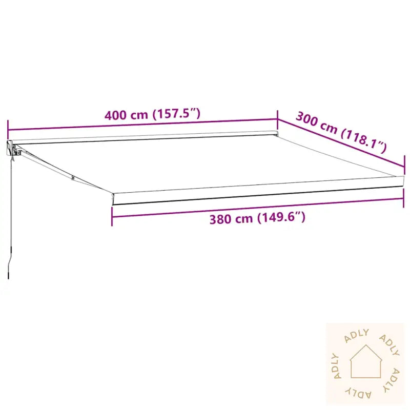 Manuell Uttrekkbar Markise Burgunder 400X300 Cm