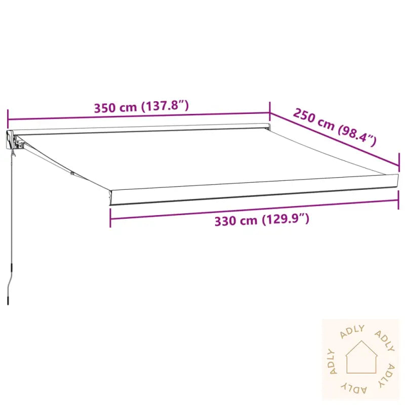 Manuell Uttrekkbar Markise Burgunder 350X250 Cm