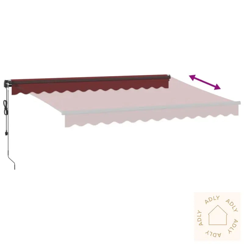 Automatisk Uttrekkbar Markise Med Led Burgunder 350X250 Cm