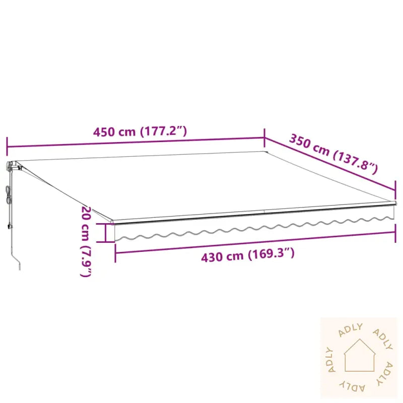 Automatisk Uttrekkbar Markise Med Led Burgunder 450X350 Cm