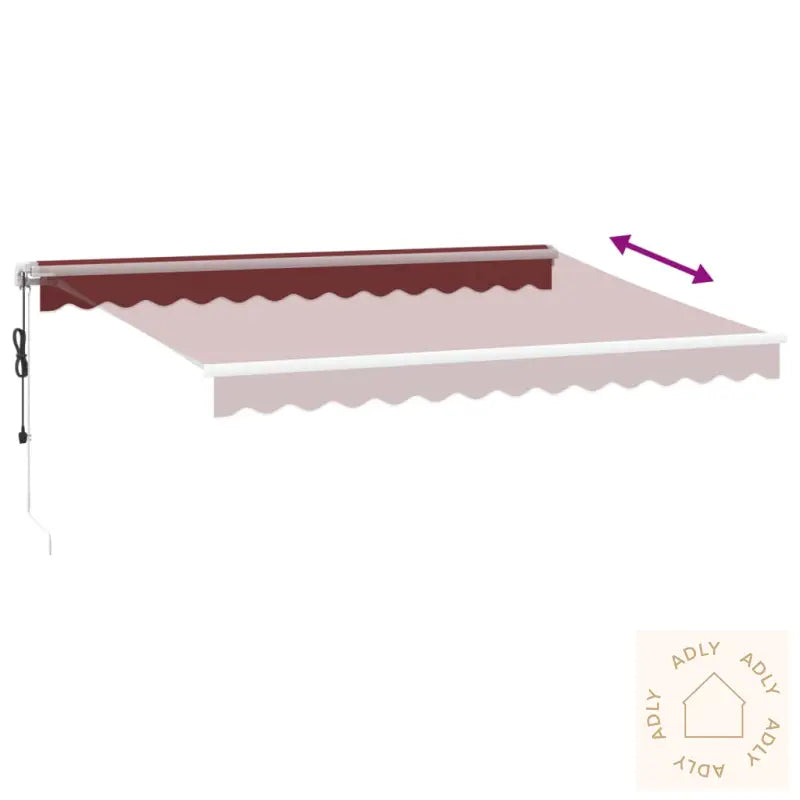 Automatisk Uttrekkbar Markise Med Led Burgunder 350X250 Cm