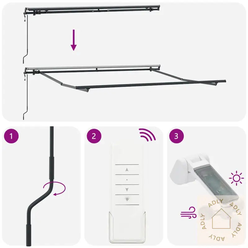 Automatisk Uttrekkbar Markise Med Led Burgunder 300X250 Cm