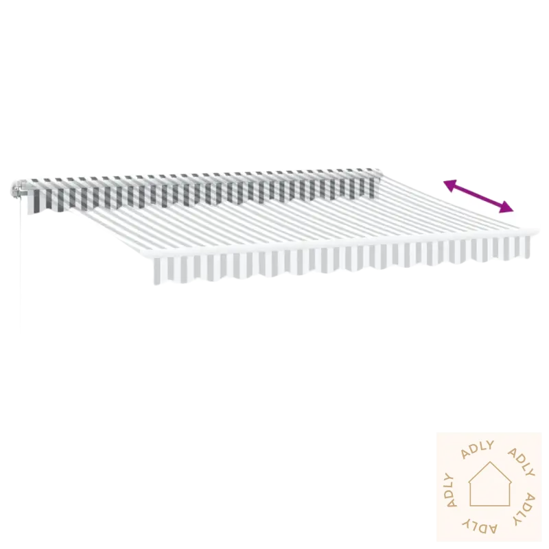 Stripet uttrekkbar markise med pulverlakkert aluminium for hagemøbler og skygge