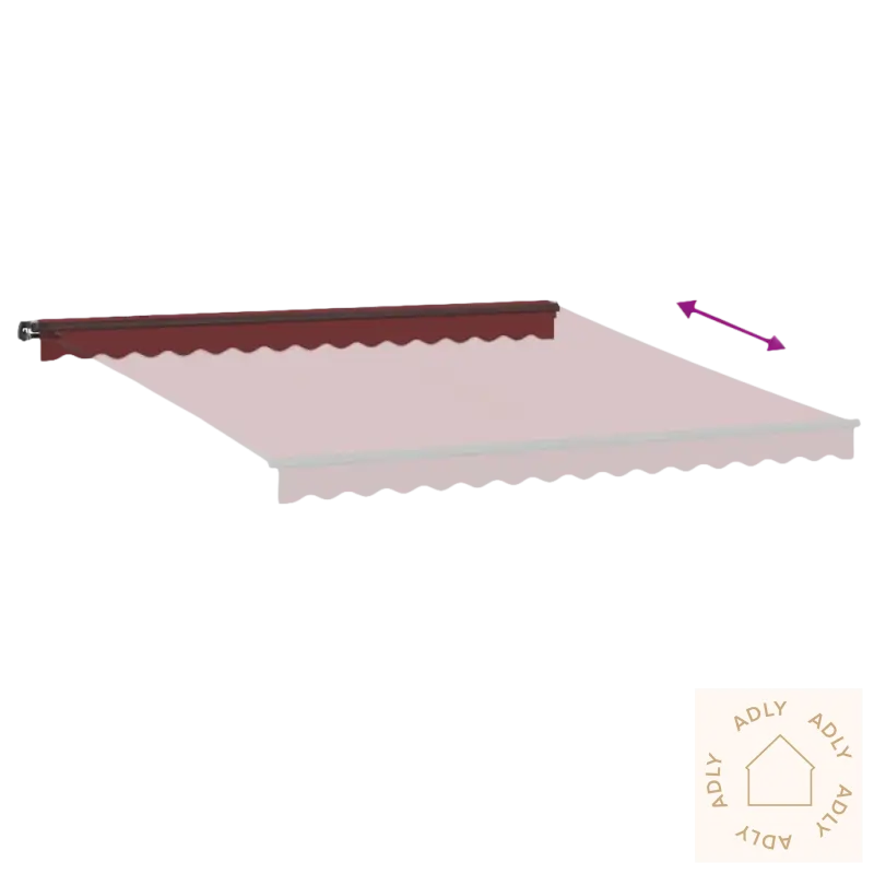 Burgundy uttrekkbare markisen i pulverlakkert aluminium for hagemøbler på terrassen