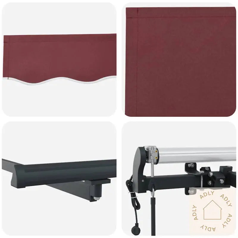 Automatisk Uttrekkbar Markise Med Led Burgunder 300X250 Cm