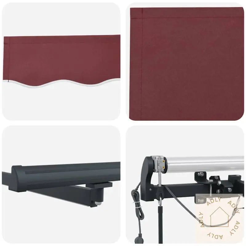 Automatisk Uttrekkbar Markise Med Led Burgunder 400X300 Cm