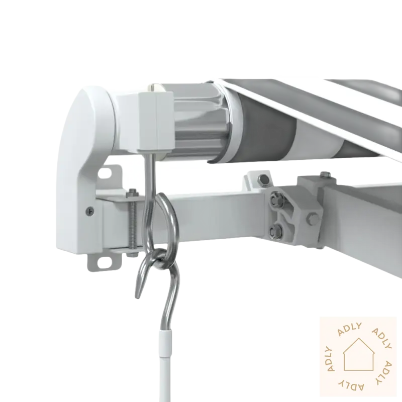 Uttrekkbare markisen med awning hardware og hook i pulverlakkert aluminium for hagemøbler