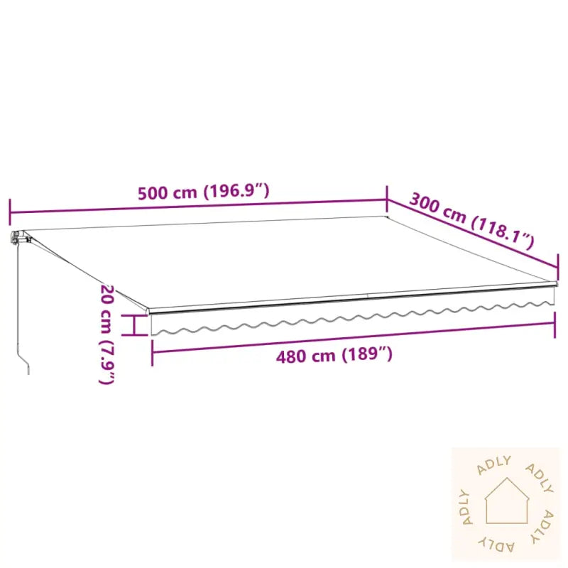 Manuell Uttrekkbar Markise Med Led Brun 500X300 Cm