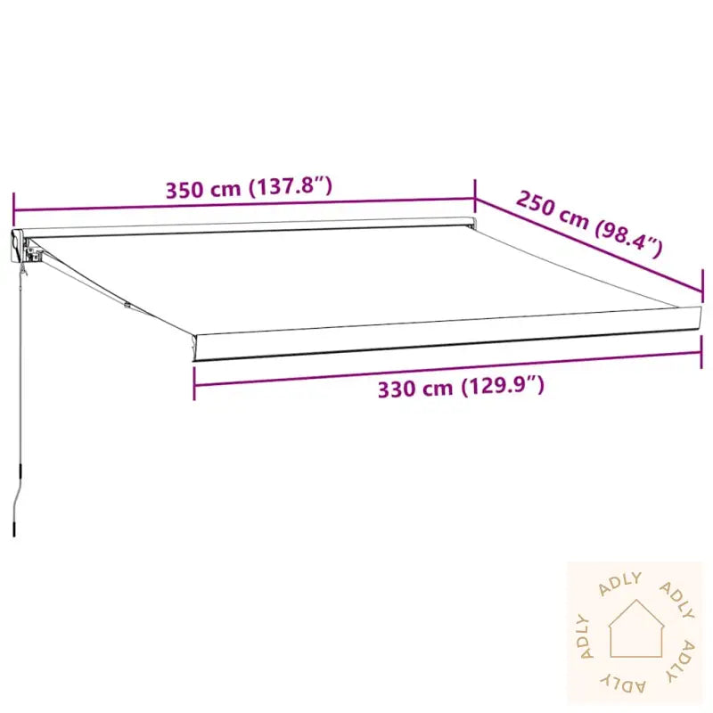 Manuell Uttrekkbar Markise Burgunder 350X250 Cm