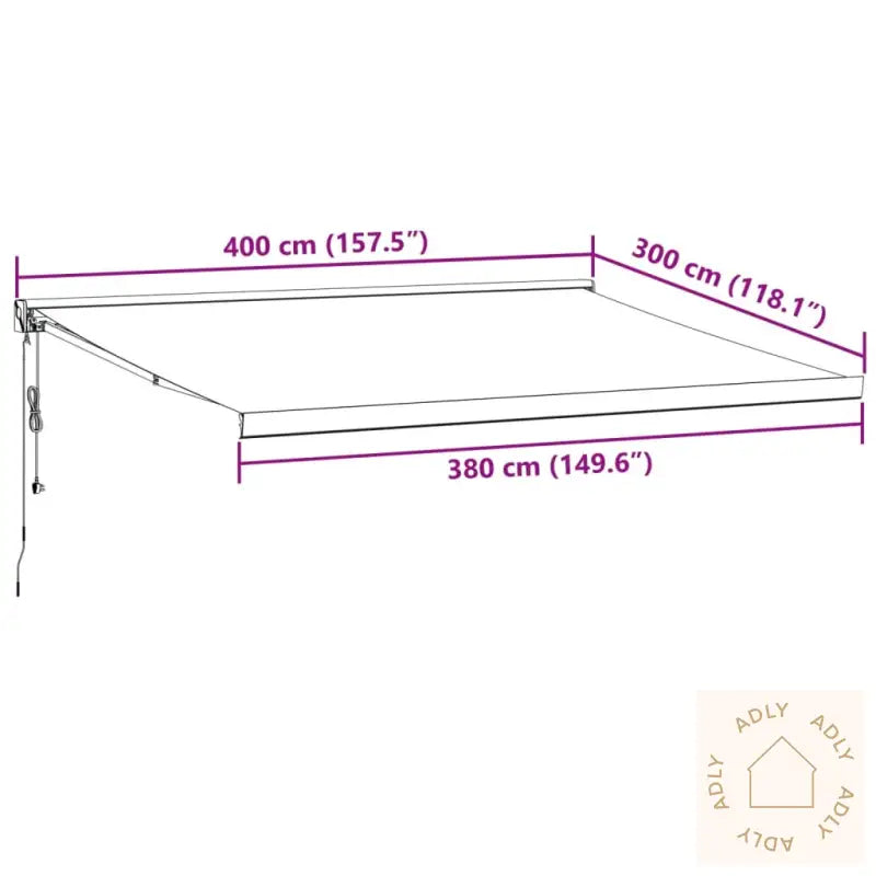 Automatisk Uttrekkbar Markise Burgunder 400X300 Cm
