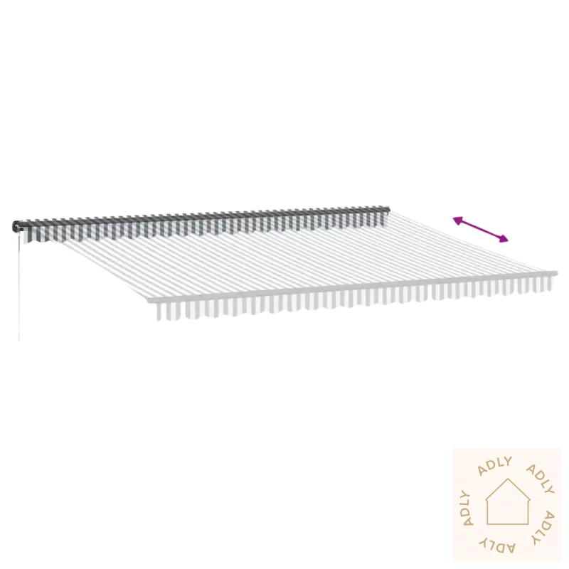 Uttrekkbare markisen i pulverlakkert aluminium med håndsveiv, perfekt for hagemøbler