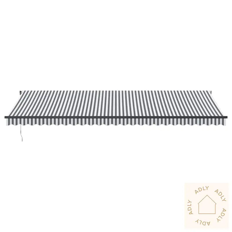 Manuell Uttrekkbar Markise Med Led Antrasitt Og Hvit 600X300 Cm