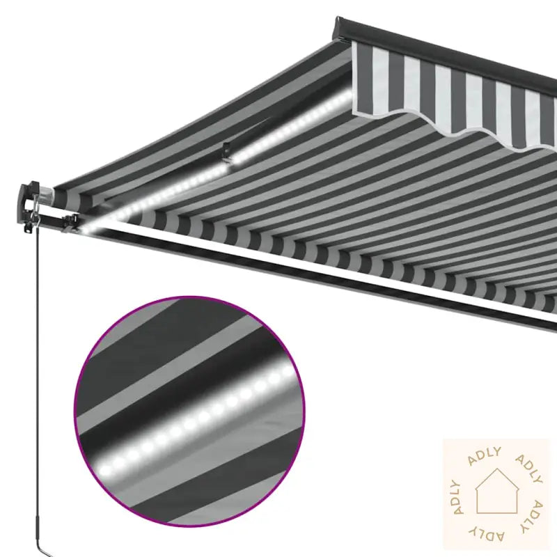 Manuell Uttrekkbar Markise Med Led Antrasitt Og Hvit 600X300 Cm