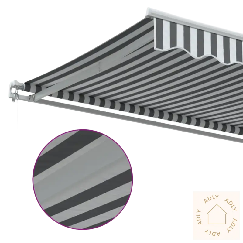 Stripes retractable awning i pulverlakkert aluminium for hagemøbler og utendørs skygge