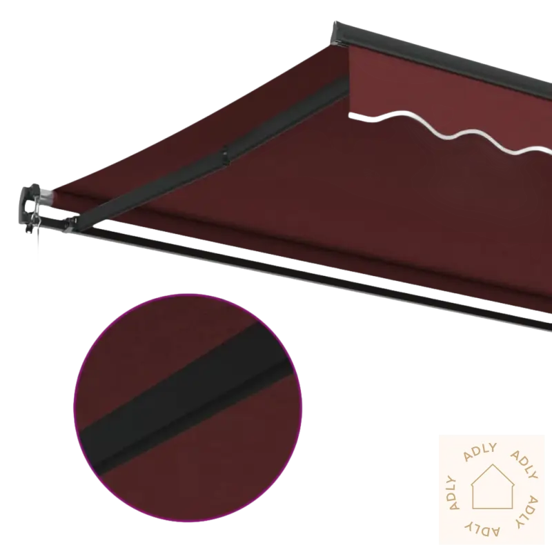 Maroon uttrekkbare markisen i pulverlakkert aluminium for hagemøbler på terrassen