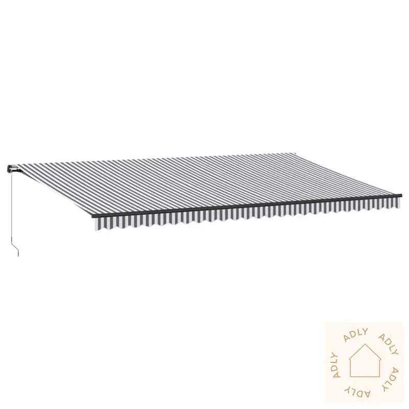 Manuell Uttrekkbar Markise Med Led Antrasitt Og Hvit 600X300 Cm