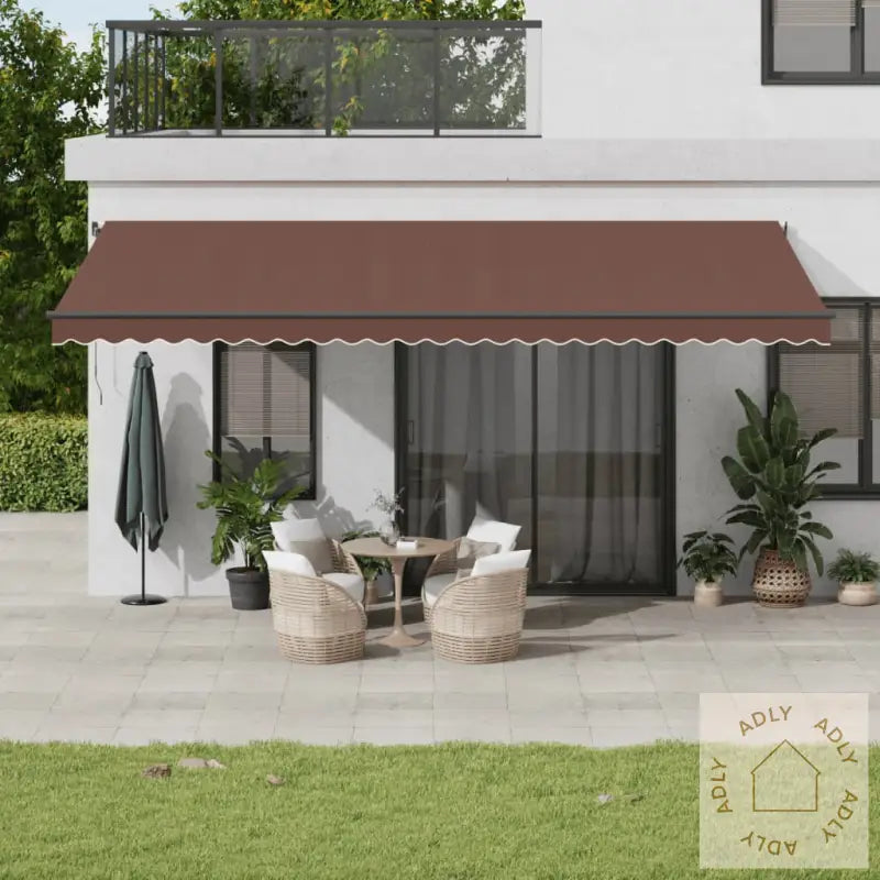 Automatisk Uttrekkbar Markise Med Led Brun 600X300 Cm