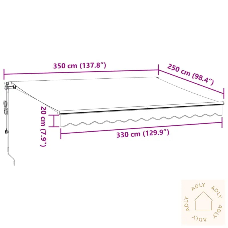 Automatisk Uttrekkbar Markise Antrasitt Og Hvit 350X250 Cm