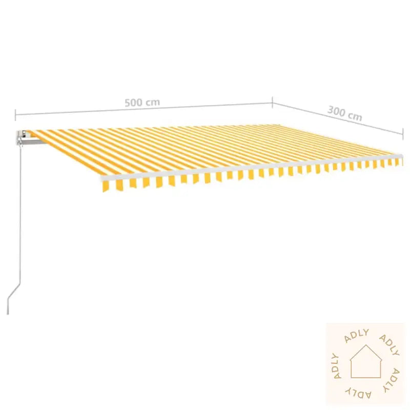 Automatisk Markise Med Vindsensor Og Led 500X300 Cm Gul/Hvit