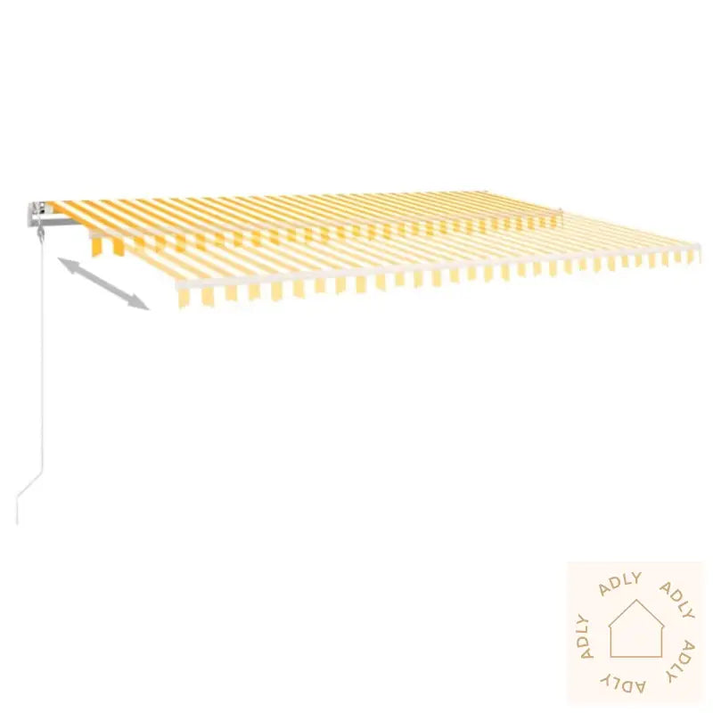 Automatisk Markise Med Vindsensor Og Led 500X300 Cm Gul/Hvit