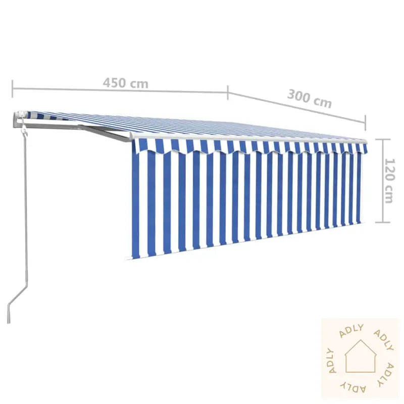 Automatisk Markise Rullegardin Led Vindsensor 4,5X3 M Blå Hvit