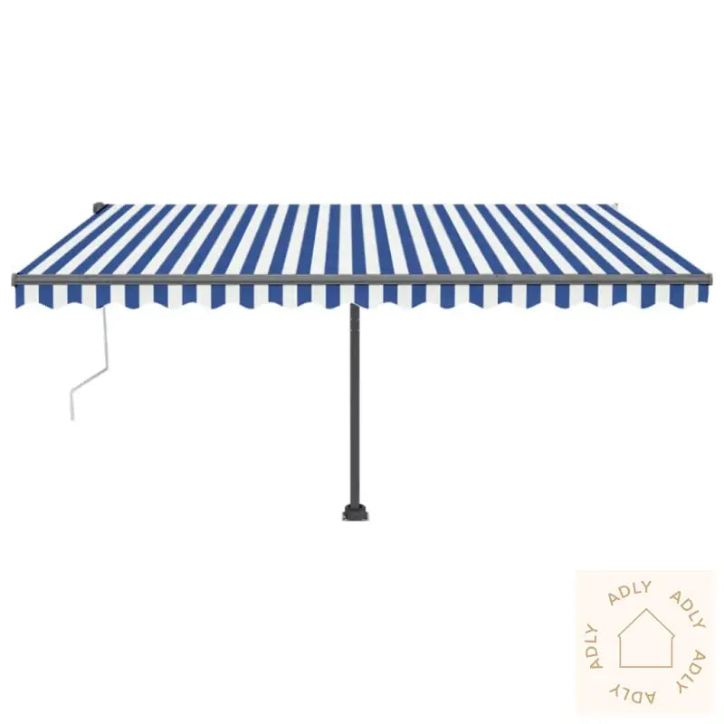 Frittstående Automatisk Markise 450X300 Cm Blå/Hvit