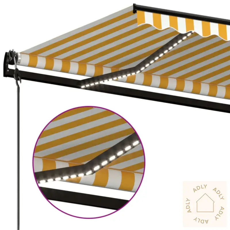 Automatisk Markise Med Vindsensor Og Led 450X300 Cm Gul/Hvit