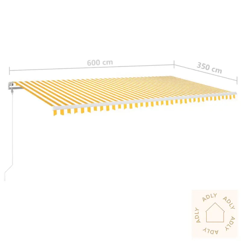 Automatisk Markise Med Vindsensor Og Led 600X350 Cm Gul/Hvit