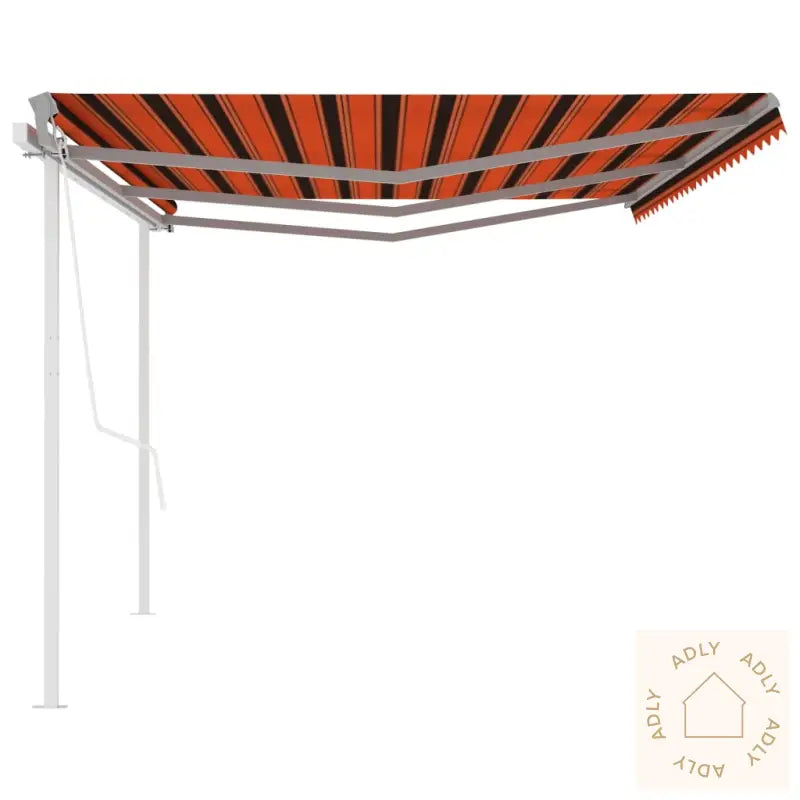 Automatisk Uttrekkbar Markise Med Stolper 6X3 M Oransje Og Brun