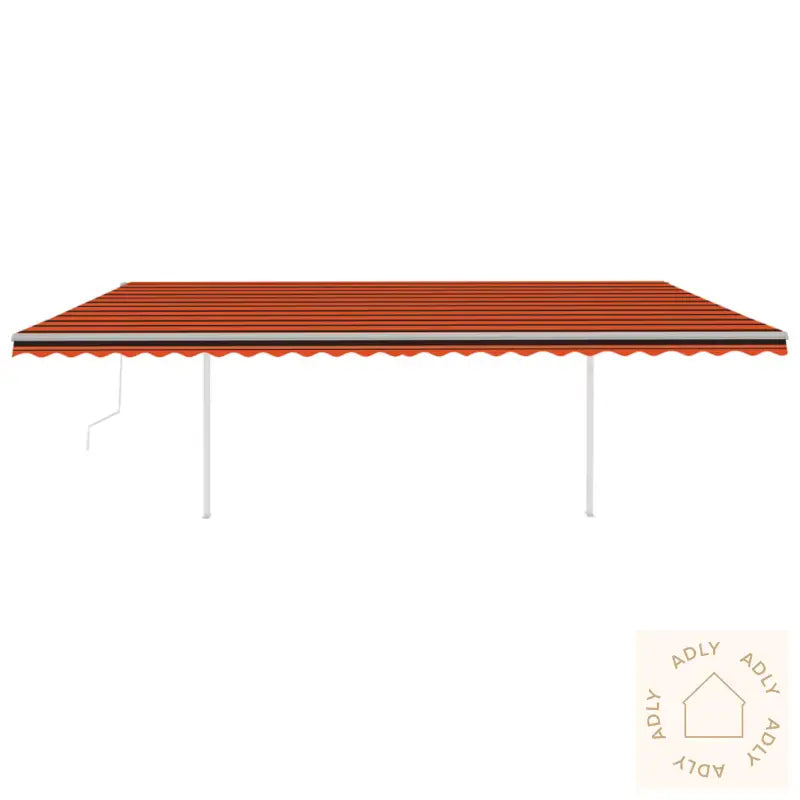 Automatisk Uttrekkbar Markise Med Stolper 6X3 M Oransje Og Brun