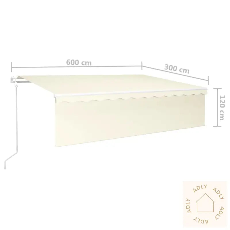 Automatisk Markise Rullegardin Led Vindsensor 6X3 M Kremhvit