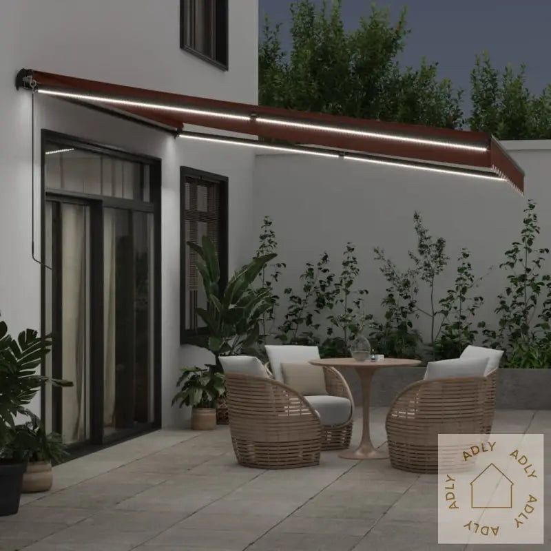 Manuell Uttrekkbar Markise Med Led Brun 400X300 Cm