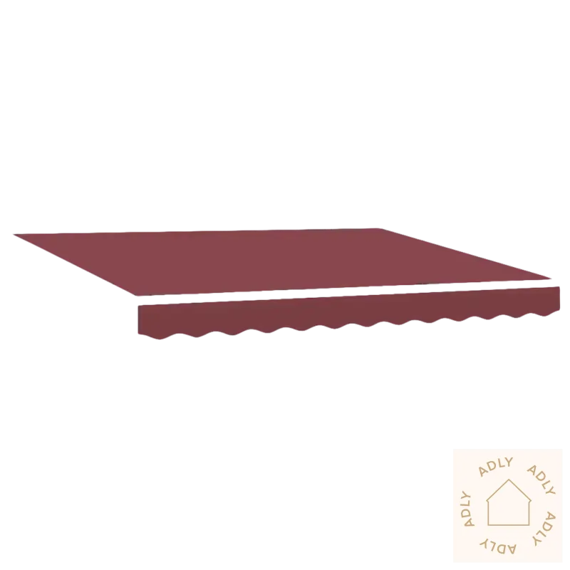 Maroon awning med scalloped edge til hagemøbler i pulverlakkert aluminium, uttrekkbar