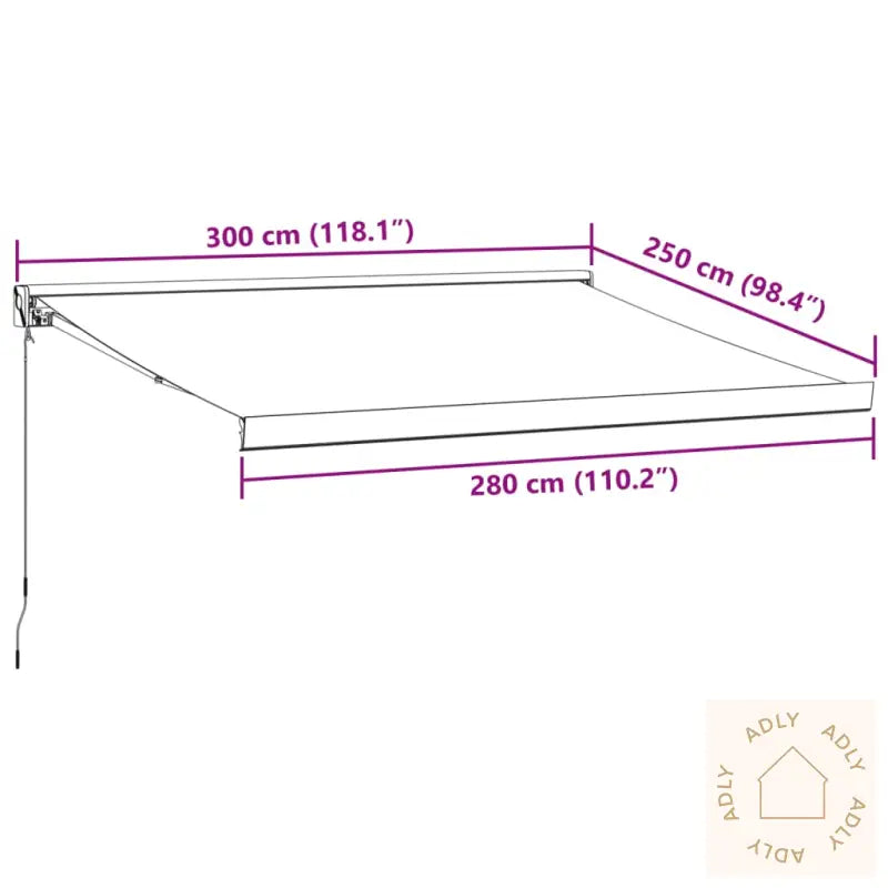 Manuell Uttrekkbar Markise Brun 300X250 Cm