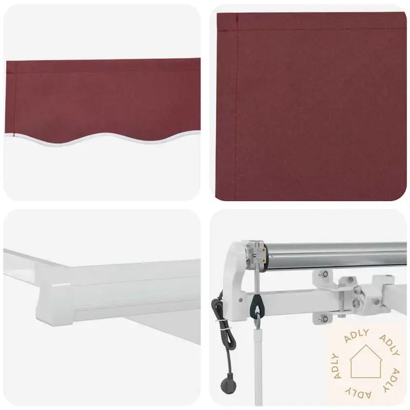 Automatisk Uttrekkbar Markise Med Led Burgunder 300X250 Cm