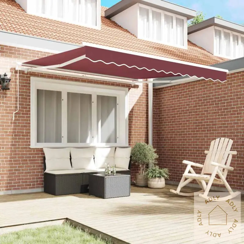 Manuell Uttrekkbar Markise Burgunder 300X250 Cm