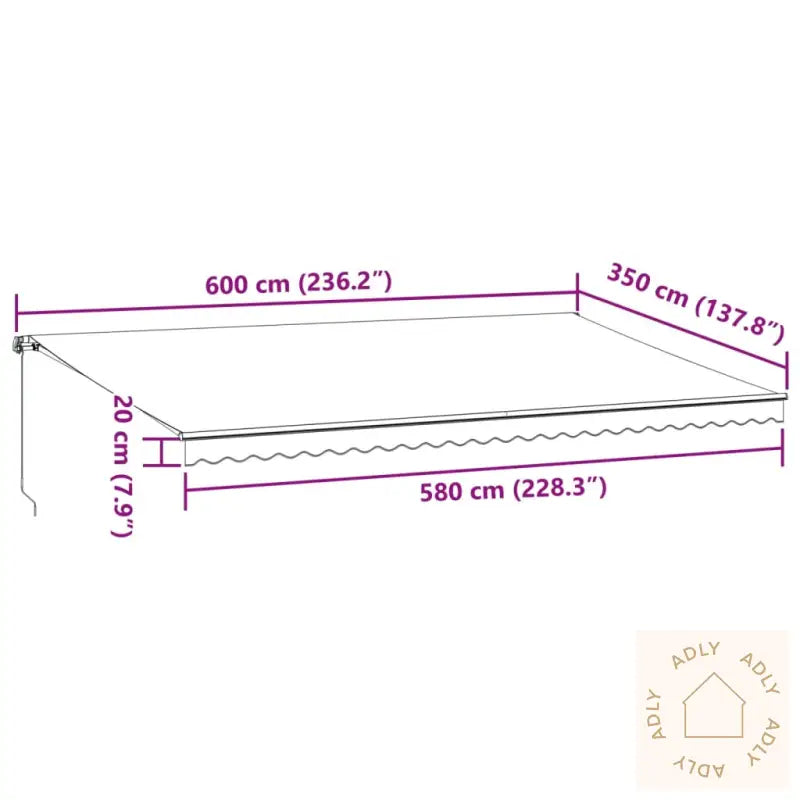 Manuell Uttrekkbar Markise Med Led Brun 600X350 Cm