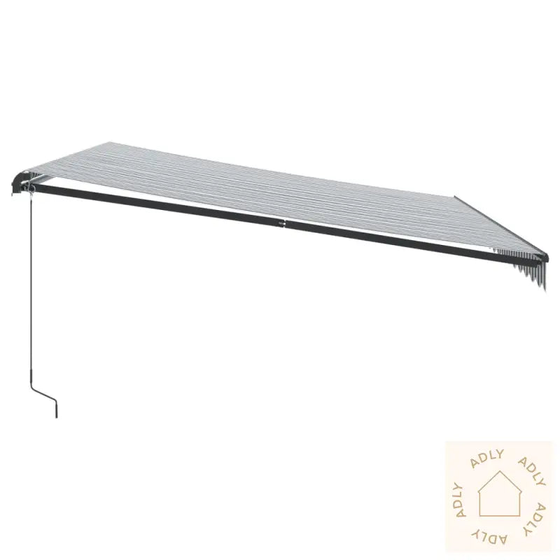 Manuell Uttrekkbar Markise Med Led Antrasitt Og Hvit 450X350 Cm