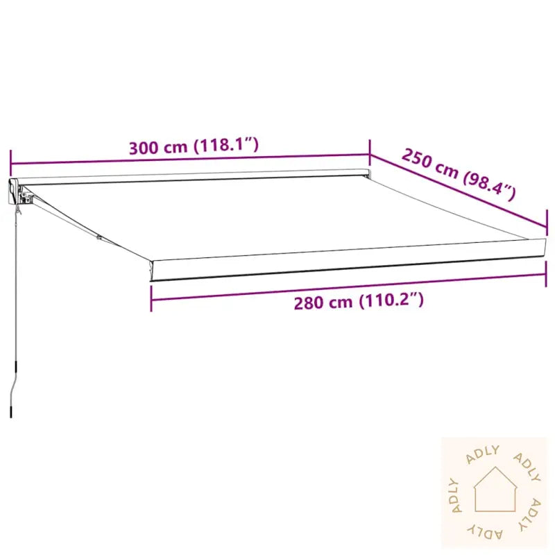 Manuell Uttrekkbar Markise Brun 300X250 Cm